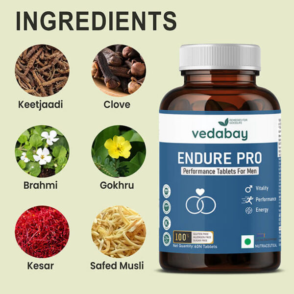 Endure Pro Tablets | Ayurvedic Supplement to Increase Stamina and Endurance in Men | Last Longer with Extra Staying Power | Enhances Blood Flow and Libido for Performance - Image 2